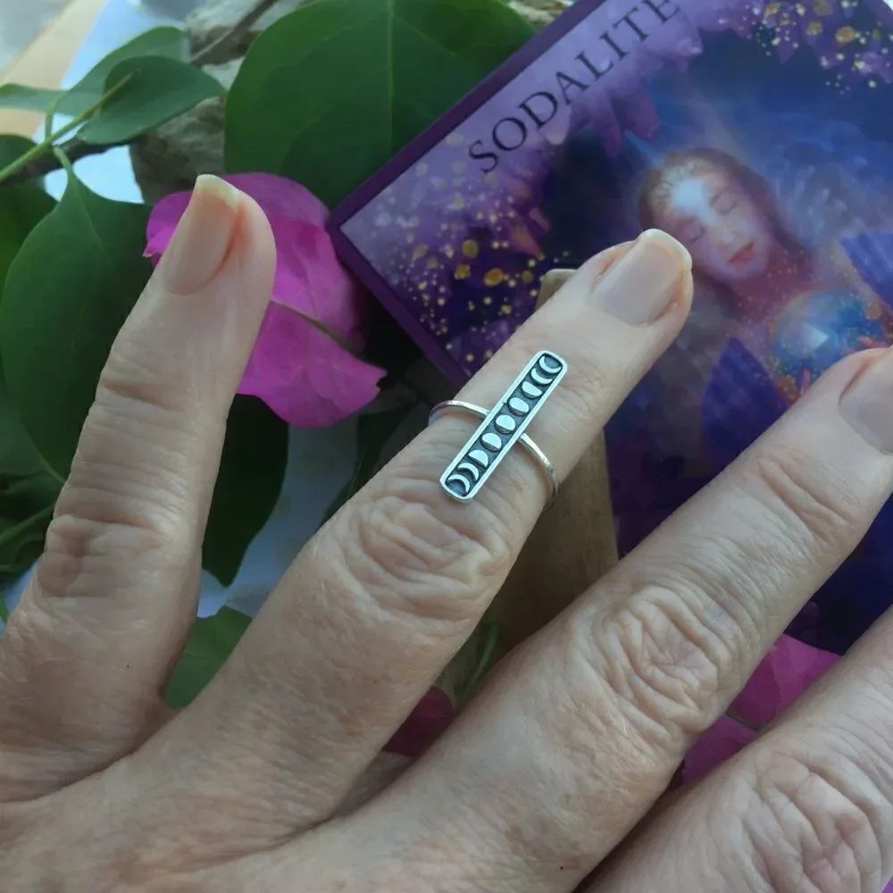 Moon phase sterling silver ring boho-Gypsy - Picture 5 of 7